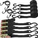 HORUSDY Ratchet Straps, 2,200 LB Break Strength, 4-Pack 15FT Ratchet Tie Down Straps Set for Motorcycle Straps Tie Downs, Appliances, Lawn Equipment, Cargo Straps for Trucks. (Black)