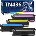 TN436 Toner Cartridge Set 6,500 Pages Super High Yield Replacement for Brother TN 436 TN-436 TN433 TN431 MFC-L8900CDW MFC-L8610CDW HL-L8360CDW Printer Toner (TN436BK TN436C TN436M TN436Y, 4-Pack)