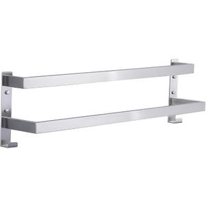 Double Towel Bar Towel Racks for Bathroom, Bath Towel Holders Wall Mount, Stainless Steel Towels Shelves Towel Rail, 2-Tiers (Brushed Nickel, 28 Inches)