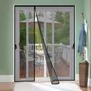 Reversible Left Right Side Opening Magnetic Screen Door for 72 x 96 in French Door, Screen Itself Size: 74" x 97", Glass Sliding Door Heavy Duty Screen Door Mesh Curtain for Front Patio Or Large Door