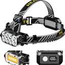 Headlamp for Running, Emergency, Outdoor Activities, 360 Rotating, Digital Power Display Head Lamps, Super Bright 8 LED + 3 COB Headlight with Red Light, Waterproof Flashlight