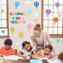 3 x Hot Air Balloon Door Decal - Colorful Inspirational Window Door Clings Stickers Soaring to New Heights Positive Saying Wall Decals Motivational Phrases Sticker for Classroom Nursery Bedroom Decors