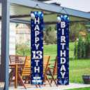 Blue Silver 13th Birthday Door Banner Decorations, Happy 13 Birthday Party Porch Banner for Boys, Sweet 13 Year Old Birthday Party Supplies