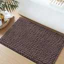 DEXI Bathroom Runner Rugs 60x24, Non Slip Chinelle Bath Mat, Dark Taupe