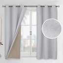 BGment Grey Blackout Curtains 45 Inch Length for Bedroom 2 Panels Set, Linen Textured Thermal Insulation Soundproof Window Curtain Drapes with Grommet, 42 Inch Wide Each Panel