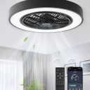 LEDIARY 20 Inch Low Profile Ceiling Fans With Lights, Led Bladeless Ceiling Fan, Remote Control Enclosed Flush Mount Ceiling Fan With Timming, 3000-6000K, 6 Wind Speed, 3000LM, 57W-Black