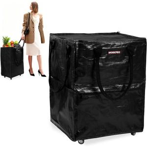 WORKPRO Reusable Grocery Bag on Wheels, Heavy Duty Rolling Shopping Tote with Handle