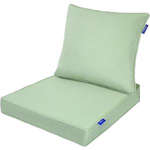 Deep Seating Chair Cushion Outdoor Patio Seat and Back Cushion Set for Outdoor Furniture Water Repellent 22'' x 24'' Patio Deep Seat Cushions Fade Resistant (Light Green)