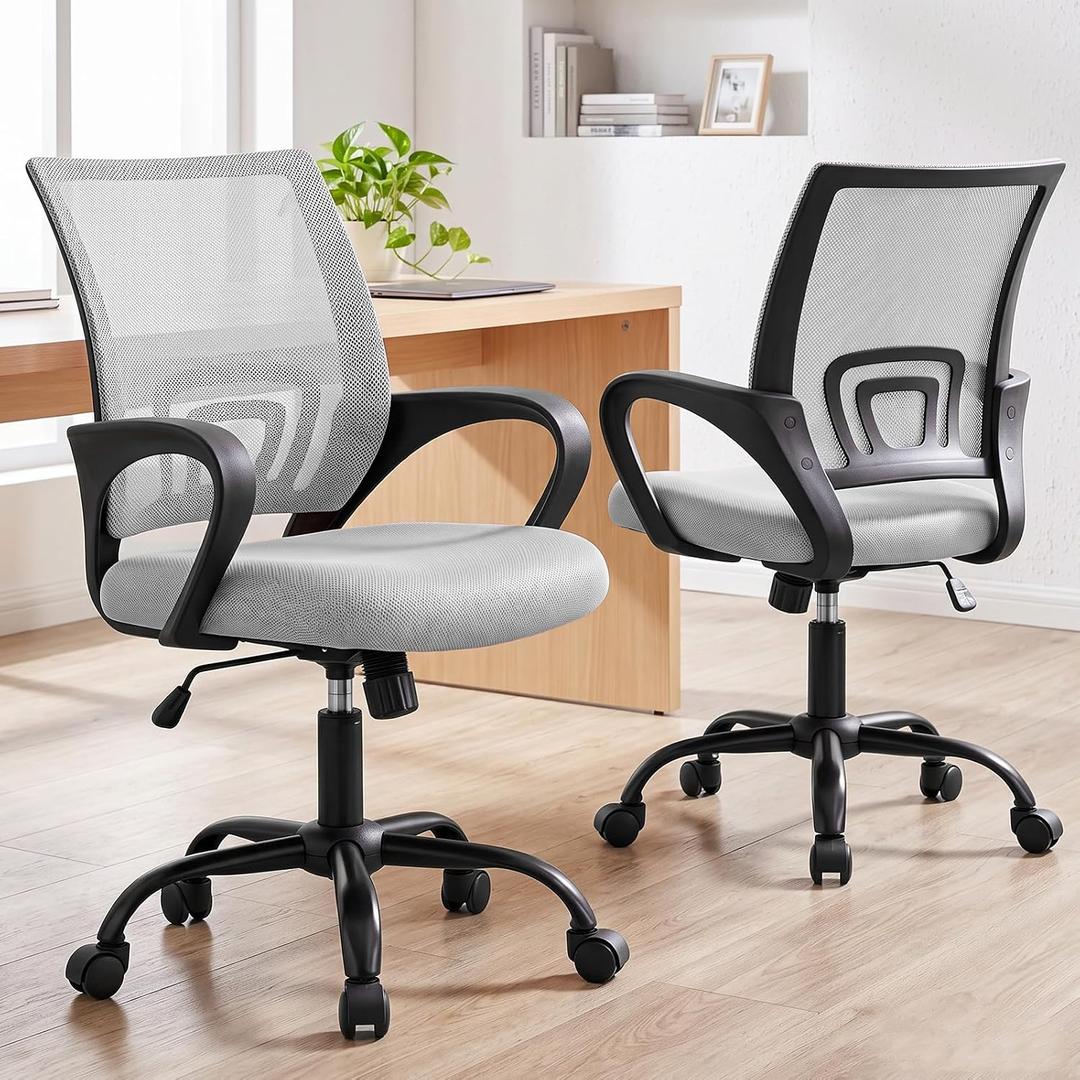 DUMOS Ergonomic Office Chair, Mid-Back Executive Desk Chair 2 Pack, 22.6" W x 23.62" D x 37.4" H