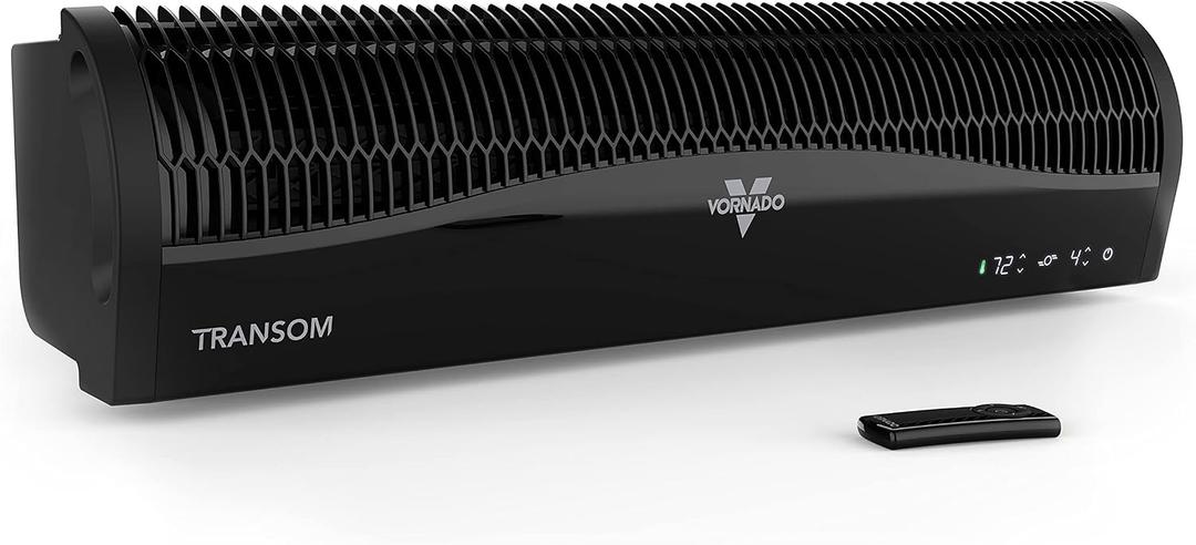 Vornado TRANSOM Window Fan with 4 Speeds, Remote Control, Reversible Exhaust Mode, Weather Resistant Case, Black, Whole Room,  6.75" H 26"-40" W