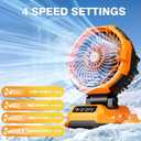 25L Portable Misting Fan, 30000mAh Rechargeable Battery Powered Oscillating Cooling Fan, Outdoor Fans for Camping, Patio, Adjustable Base for 10-13in Water Tank (Bucket Included)