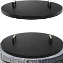 Fire Pit Lid Cover Round - 34" Rust Resistant Powder Coated Steel Firepit Cover or Table with 2 Wooden Handles for Patio Fire Pit, Weatherproof for All Seasons, Fits Fire Pits Up to 32"