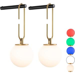 Battery Operated Wall Sconces Set of 2,Dimmable Wall Sconce Battery Powered with Remote Control,Indoor Not Hardwired Wall Lamp for Bedroom, Mid-Century Modern Wall Light
