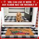 Geelin 2 Pcs Christmas Door Mat Xmas Front Doormat Black and White Buffalo Checkered Rug Decorative Christmas Tree Imitation Coir Welcome Floor Mat Layering Rug for Front Door(Red Truck)