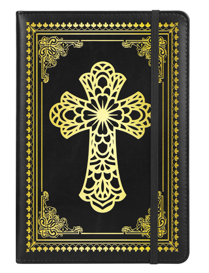 Christian Notebook Gifts for Women Men,Religious Bible Verse Notebook,Faith Prayer Journal for Women Christian Easter Gifts School Supplies (A6 Cross Black)