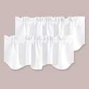 H.VERSAILTEX 2 Panels Blackout Curtain Valances for Kitchen Windows/Living Room/Bathroom Privacy Protection Rod Pocket Decoration Scalloped Window Valance Curtains, 52" W x 18" L, Pure White