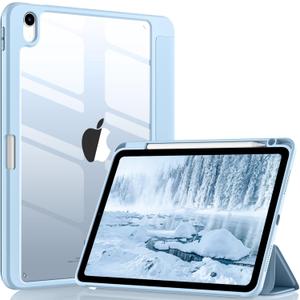 Wenlaty Compatible with iPad Air 11 Inch Case (M3/M2) 2025/2024 New, for iPad Air 7th/6th/5th/4th Generation Case, 11/10.9 Inch with Pencil Holder, Slim Cover with Clear Back Shell, Sky Blue