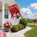 Welcome Valentines Day Romantic Love Heart Couple Cats Paw House Flag large 28X40 Inch Big Vertical Double Sided Yard Outdoor Outside Holiday Decoration