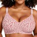 OEAK 2026 Wireless Jelly Bra for Women Push Up Bralette Seamless Full Coverage Comfortable Convertible Everyday Tshirt Bras (Pink), Size 34DD