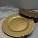 ZEAYEA 12 Pack Gold Charger Plates, 13 Inch Plastic Round Dinner Charger Plates for Wedding Party, Elegant Tabletop Decor