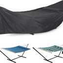 ANOW Heavy Duty Waterproof Hammock Cover for 12FT Stand, Premium PU Fabric with Windproof Buckle & Air Vents, All-Weather Protection, Grid Black