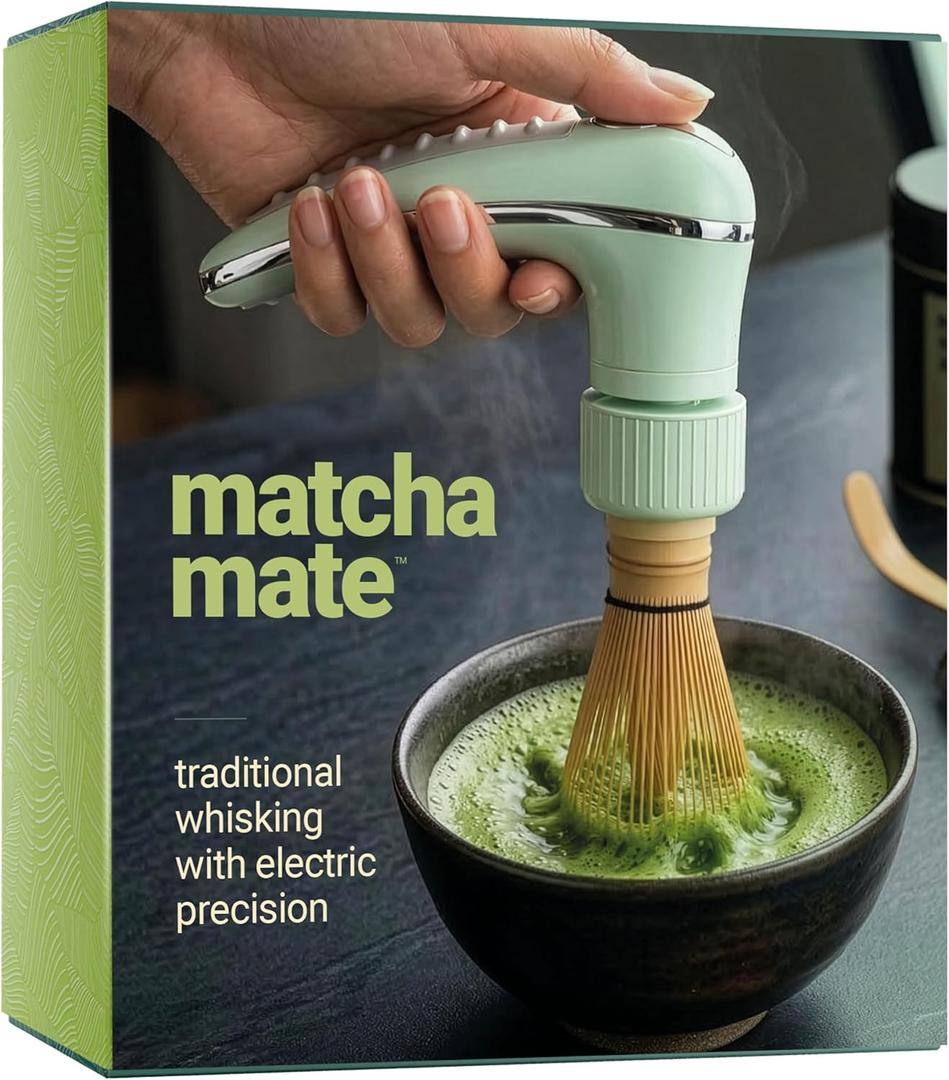 Matcha Mate Electric Powered Bamboo Whisk - Traditional Whisking with Electronic Precision - Rechargeable Portable Tea Frother, Stirrer, Mixer, Making Machine Set Accessories Kit - Matcha Gift Set