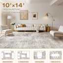 kakania Abstract 10x14 Area Rugs for Living Room: Washable Rugs Brown Gold | Soft, Non-Slip, Low-Pile, Pet & Kid Friendly - Large Modern Home Decor Carpet for Bedroom/Dining Room/Office/Nursery