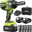 Robustrue Cordless Impact Wrench,1475Ft-lbs (2000N.m) 1/2 High Torque Brushless Impact Gun, 18V Power Impact Driver, 2 * 5000mAh Battery,5 Sockets, Brushless Variable Speeds for Car/Truck RV/Mower