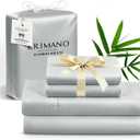 California King Size Sheet Set, Viscose Bamboo Sheets for Bed Set 4pcs, 100% Viscose Derived from Bamboo, Hotel Luxury Silky & Cooling for Hot Sleepers, Deep Pocket Up to 17", Light Grey