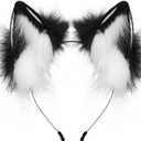 HAOAN Handmade Faux Fur Fox Wolf Ears Headband Halloween Christmas Cosplay Party Costume Accessories