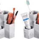 SZYRL Toothbrush Holders for Bathrooms Toothpaste Holder Stand Bathroom Organizer for Toothbrush Makeup Brushes Holder (2 Pack, Marble5)