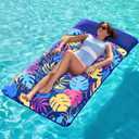 SLOOSH Inflatable Pool Floats Raft - XL Fabric Covered Pool Mat Lounger Floaties for Adults, Ultra Comfort Inflatable Water Float with Headrest for Beach Lake Swimming Pool Floating 68"X34" (Blue)