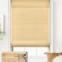 LazBlinds No Tools No Drill Cordless Bamboo Roman Shades, Privacy Room Darkening Window Treatment, Roll Up Bamboo Blinds for Window 46'' W x 64'' H, DP-Natural