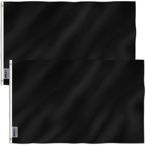 Anley Pack of 2 Fly Breeze 3x5 Foot Solid Black Flag - Vivid Color and Fade proof - Canvas Header and Double Stitched - Plain Black Flags Polyester with Brass Grommets 3 X 5 Ft