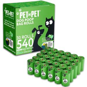 Pet N Pet 540 Counts Green Poop Bags for Dogs, 41% Plant Based & 59% PE Extra Thick Dog Poop Bags Rolls, 9" x 13", Unscented Dog Waste Bag, Pet Supplies for Dogs