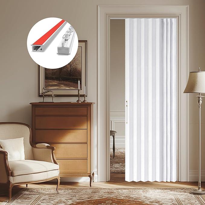 Accordion Style Door Curtain 100% Blackout, W:110cm x H:201cm
