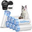 160 Count Cat Litter Box Liners Compatible with Litter Robot 3 & 4, Cat Litter Liners for Automatic Litter Box, 10-12 Gallon Heavy Duty Waste Bags with Drawstrings, 25.19" x 15.7"
