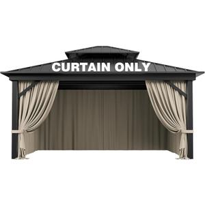 Outdoor Gazebo Curtain Replacement Universal 4-Panel Sidewalls 12' X 14',Outdoor Patio Waterproof Privacy Curtain with Double Zipper for Patio,Garden, and Backyard (Curtain Only)
