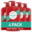 Old Spice Refreshing Body Wash for Men, High Endurance, 3X Defense, 24/7 Shower Fresh with Long Lasting Scent, Pure Sport Scent, 33.4 oz (Pack of 4)