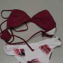 Bikini Girl Print Random Push-up Set Beachwear Padded Floral Women Swimsuit Bikini Swimwear Swim wears Tankinis Set Swimsuit Thong, Wine-1 , Size small