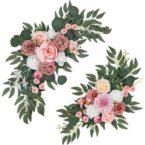Wedding Arch Flowers Set of 2, Artificial Flowers for Decoration for Wedding Ceremony Backdrop, Wedding Floral Arrangement for Arch, Wedding Welcome Signs, Reception Decor (Dusty Rose)