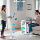 HUANUO 32Inch Bedside Table with Wheels, Height-Adjustable Rolling Computer Cart, Overbed Table with Cup Holder, Pneumatic Laptop Standing Desk for Home Office, White, Large-32 Inch