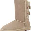 DREAM PAIRS Women's Mid Calf Winter Snow Boots Fashion FuzzyChic Buckle Booties Size 10