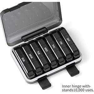 Am Pm Pill Organizer, Weekly Pill Box 2 Times A Day - Acedada 7 Day Pill Organizer with 7 Separate Containers, Portable Daily Medicine Dispenser Case for Vitamin, Fish Oils, Supplements, Stylish Blue