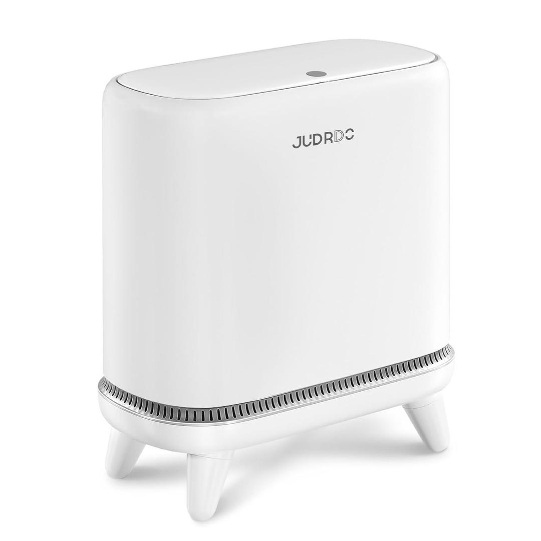 Bathroom Trash Can with Lid, Vacuum Adsorption Small Garbage Can 3.2 Gallon Press Top Lid Trash Bin with Legs Waterproof Waste Basket for Bathroom Bedroom Office Home RV