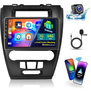 2+64G Radio for Ford Fusion Mustang Mondeo 2009-2012 Android 15 Car Stereo 10.1'' Touch Screen CarPlay Android Auto, AHD Backup Camera, Bluetooth, GPS, WiFi, DSP