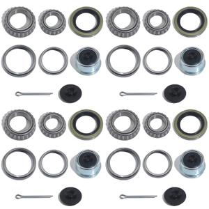 4 Sets 3500 LB Boat Trailer Axle Bearing Kits, L68149 L44649 Bearing Kits, 171255TB/10-19 Grease Seals, 1.98" Dust Covers and Rubber Plugs, Cotter Pins for #84 Spindle
