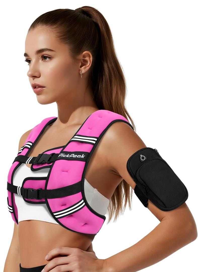 Weighted Vest for Woman/ Man Weighted Vest for Walking, Strength Training Weight Vest with Adjustable Buckle Detachable Phone Pouch for Running Workout 6Lb