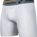 CHAMPRO Compression Boxer Shorts with Athletic Cup (Medium, White)