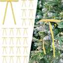 4 x Set of 24 Yellow Velvet Bows Ornaments for Christmas Tree, Vintage Rustic Elegant Velvet Bows Decor, Xmas Home Decoration for Wreath Mantle Gift Wrap Holiday Decor, 3/8'' Wide, 5 * 7 inch